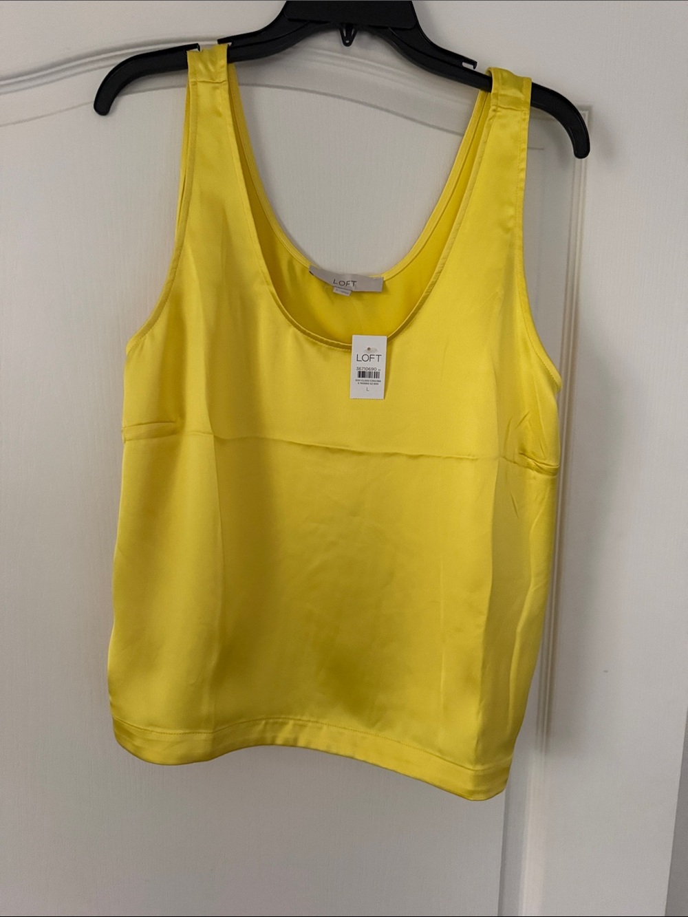 LOFT Bright Yellow Satin Scoop Tank